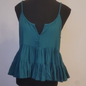 Patrons of Peace Teal Ruffle Camisole